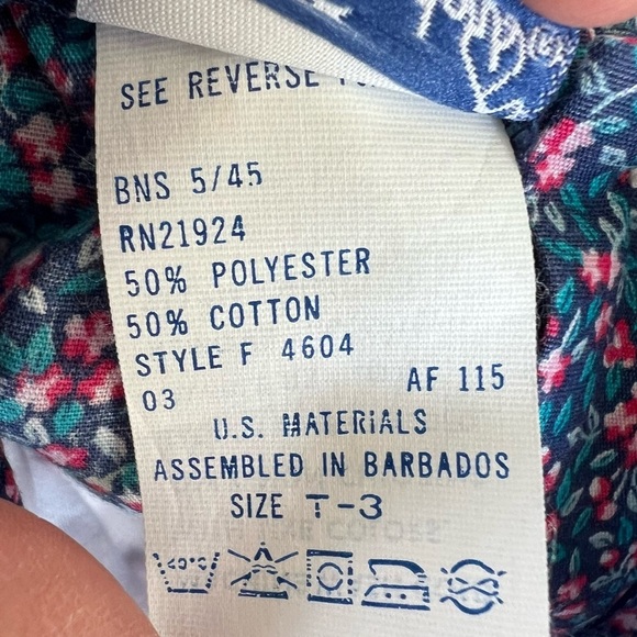 Vtg Polly Flinders Floral Long Sleeve Dress Rosette Smocking Eyelet Lace Sash 3T - Picture 13 of 13